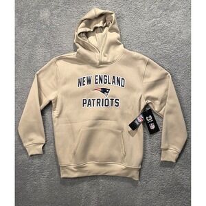 New England Patriots Hoodie Sweatshirt NFL Team Apparel Unisex Youth 18/20 Beige